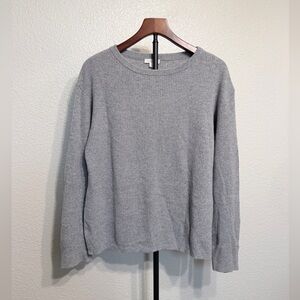 Garnet Hill 100% Cashmere Ribbed Gray Knit Crewneck Sweater - Women’s Large
